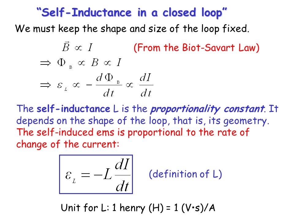 Self Inductance. A variable power supply is connected to a loop. The  current in the loop creates a magnetic field. What happens when the power  supply. - ppt download