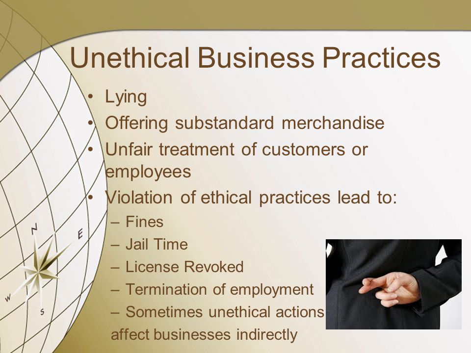 examples of unethical business practices
