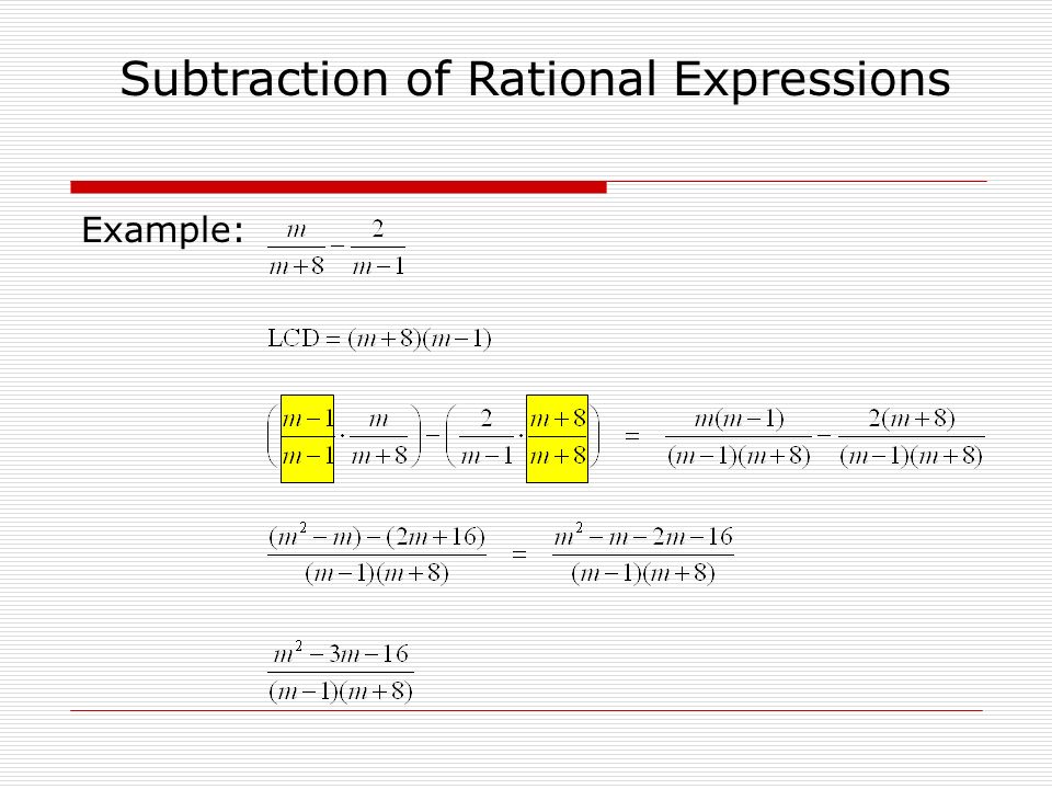 Example: Subtraction of Rational Expressions