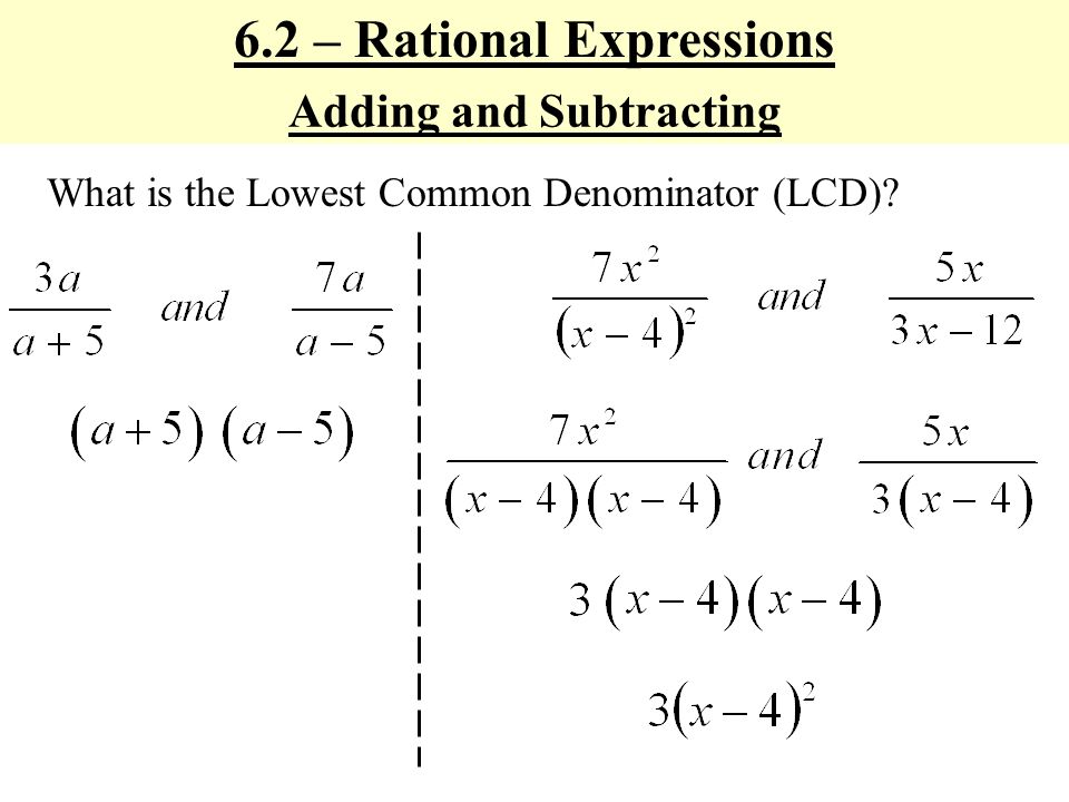 6.2 – Rational Expressions Adding and Subtracting