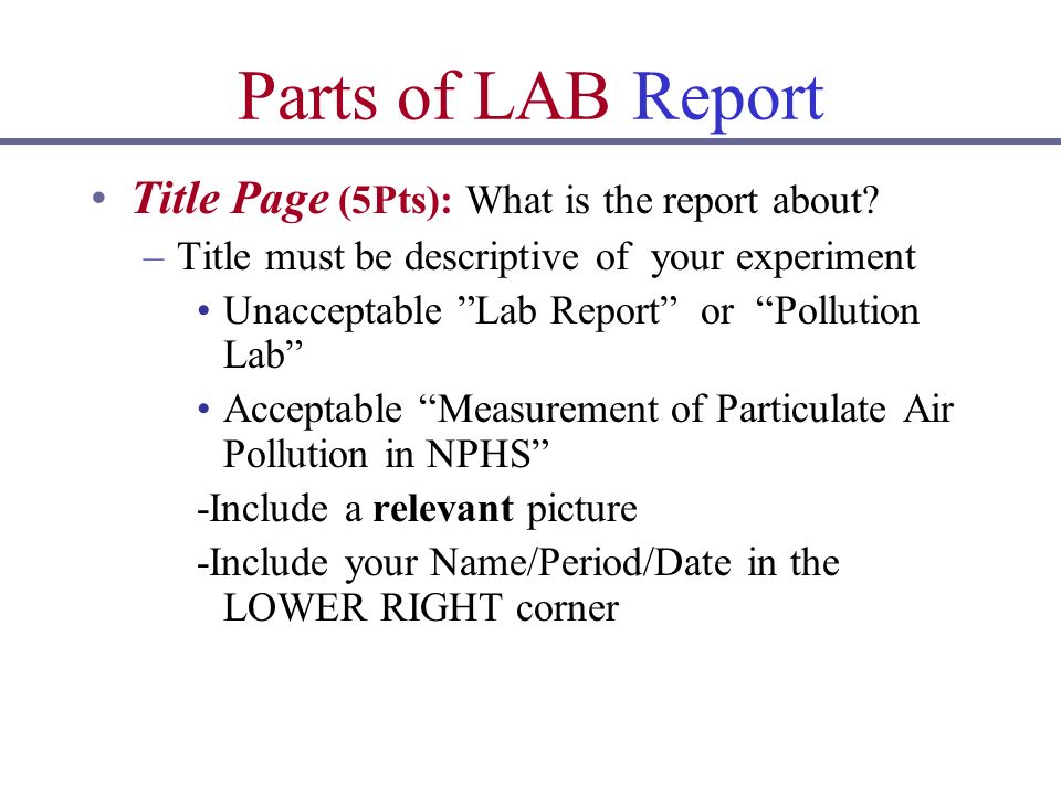 Introduction To LAB Reports The Function Of A LAB Report