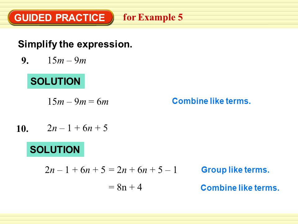 Warm-Up Exercises GUIDED PRACTICE for Example 5 9.
