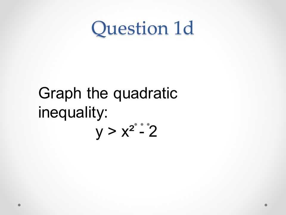 Question 1d Graph the quadratic inequality: y > x² - 2