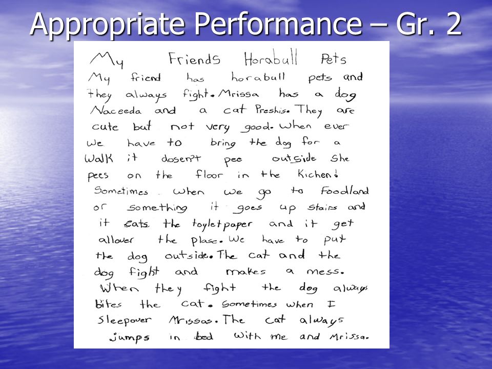 Appropriate Performance – Gr. 2