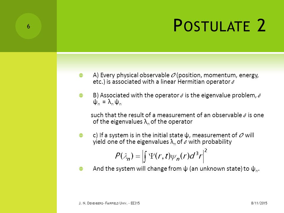 Ch 3 Quantum Mechanics Of Electrons Ee 315 Ece 451 N Anoelectronics I Ppt Download