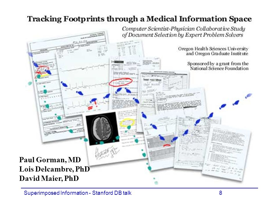 Superimposed Information - Stanford DB talk8 Paul Gorman, MD Lois Delcambre, PhD David Maier, PhD