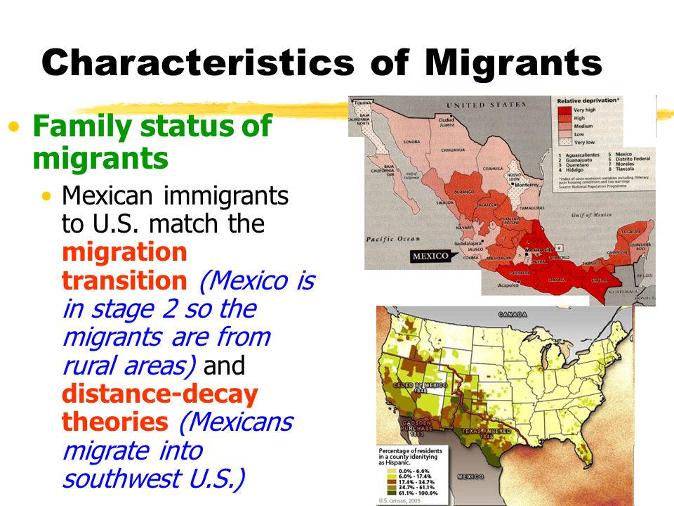 Characteristics of Migrants Family status of migrants Mexican immigrants to U.S.
