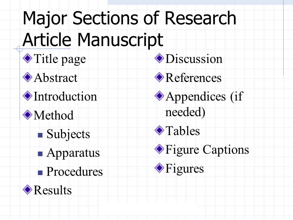 major sections of a research report