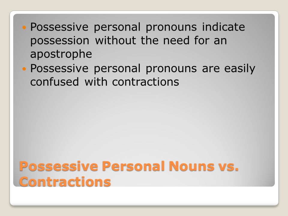 Possessive Personal Nouns vs.