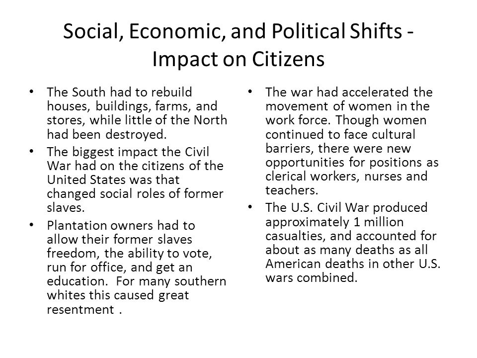 social effects of the civil war