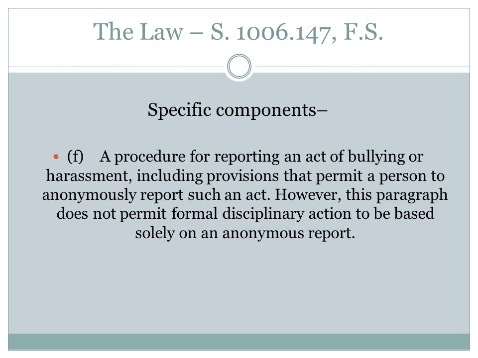The Law – S , F.S.