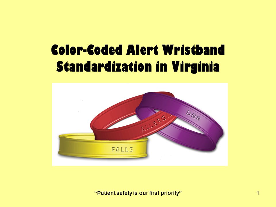 Patient safety is our first priority 1 Color-Coded Alert Wristband Standardization in Virginia