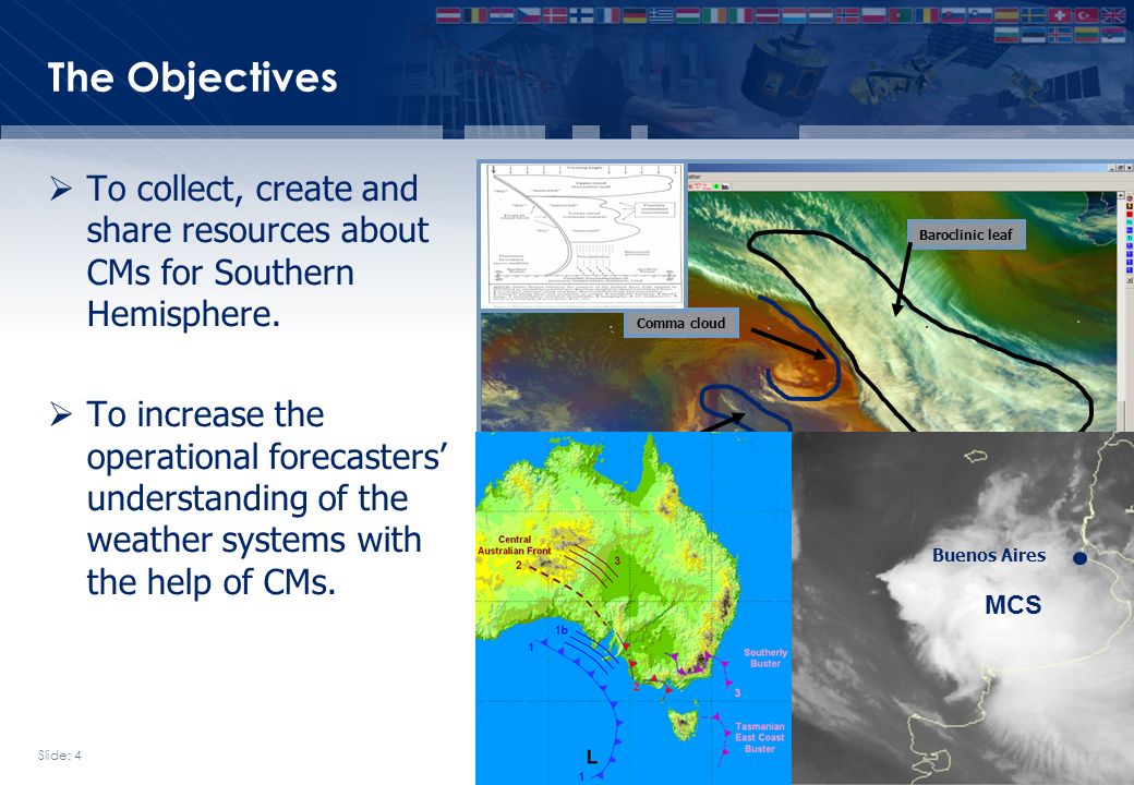 The Objectives  To collect, create and share resources about CMs for Southern Hemisphere.