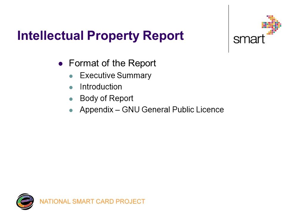 National Smartcard Project Work Package 8 Intellectual Property