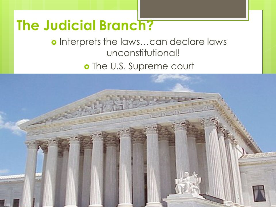 The Judicial Branch.  Interprets the laws…can declare laws unconstitutional.