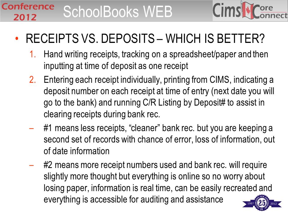 RECEIPTS VS. DEPOSITS – WHICH IS BETTER.