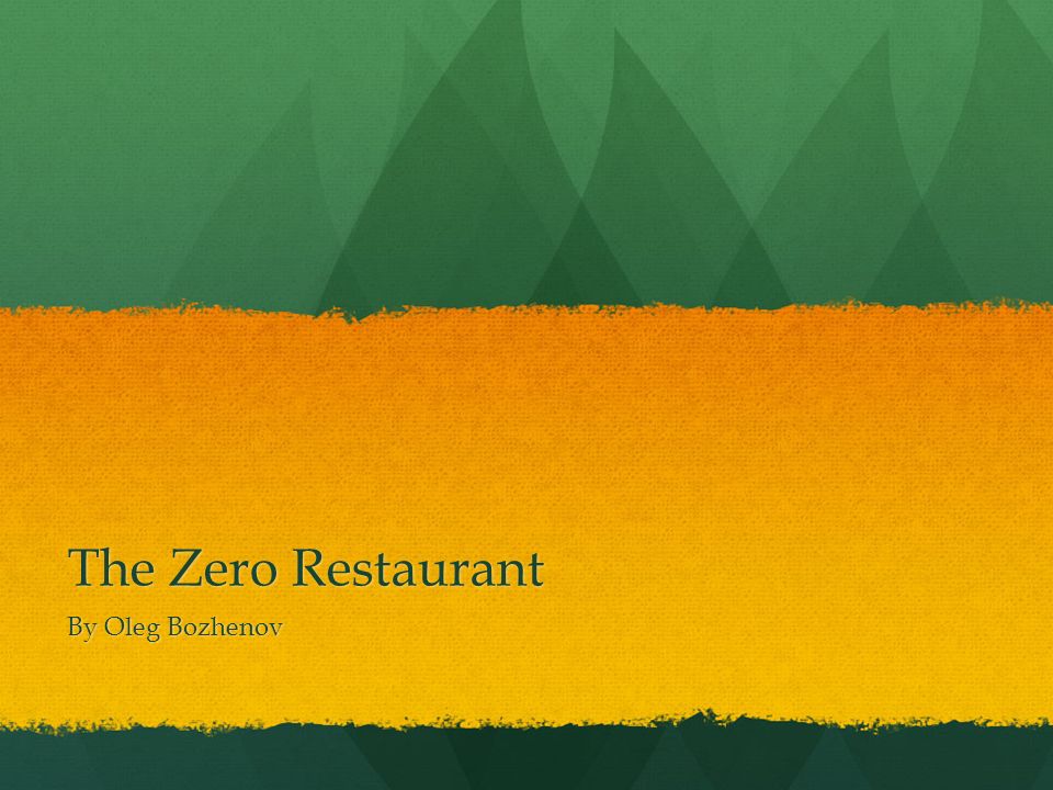The Zero Restaurant By Oleg Bozhenov