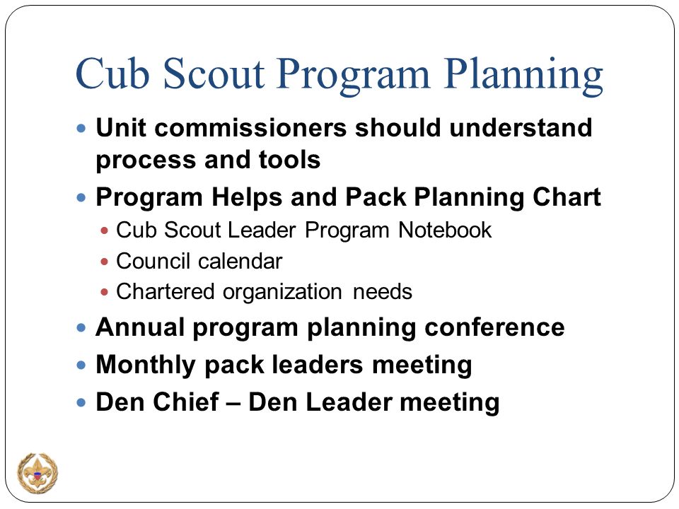 Pack Program Planning Chart