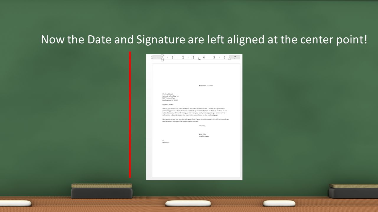 Now the Date and Signature are left aligned at the center point!