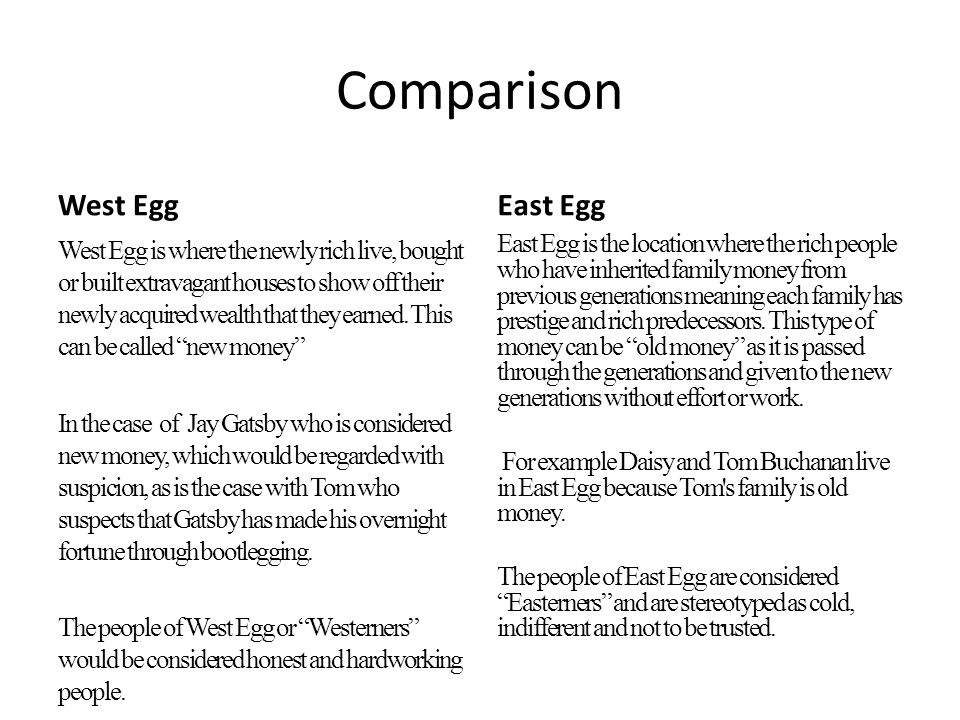 west egg and east egg