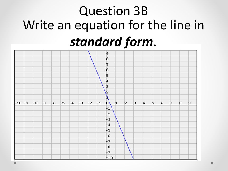 Write an equation for the line in standard form. Question 3B