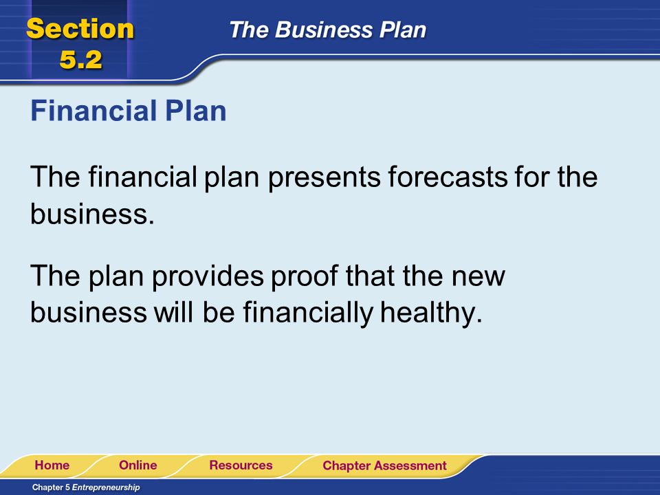 Financial Plan The financial plan presents forecasts for the business.