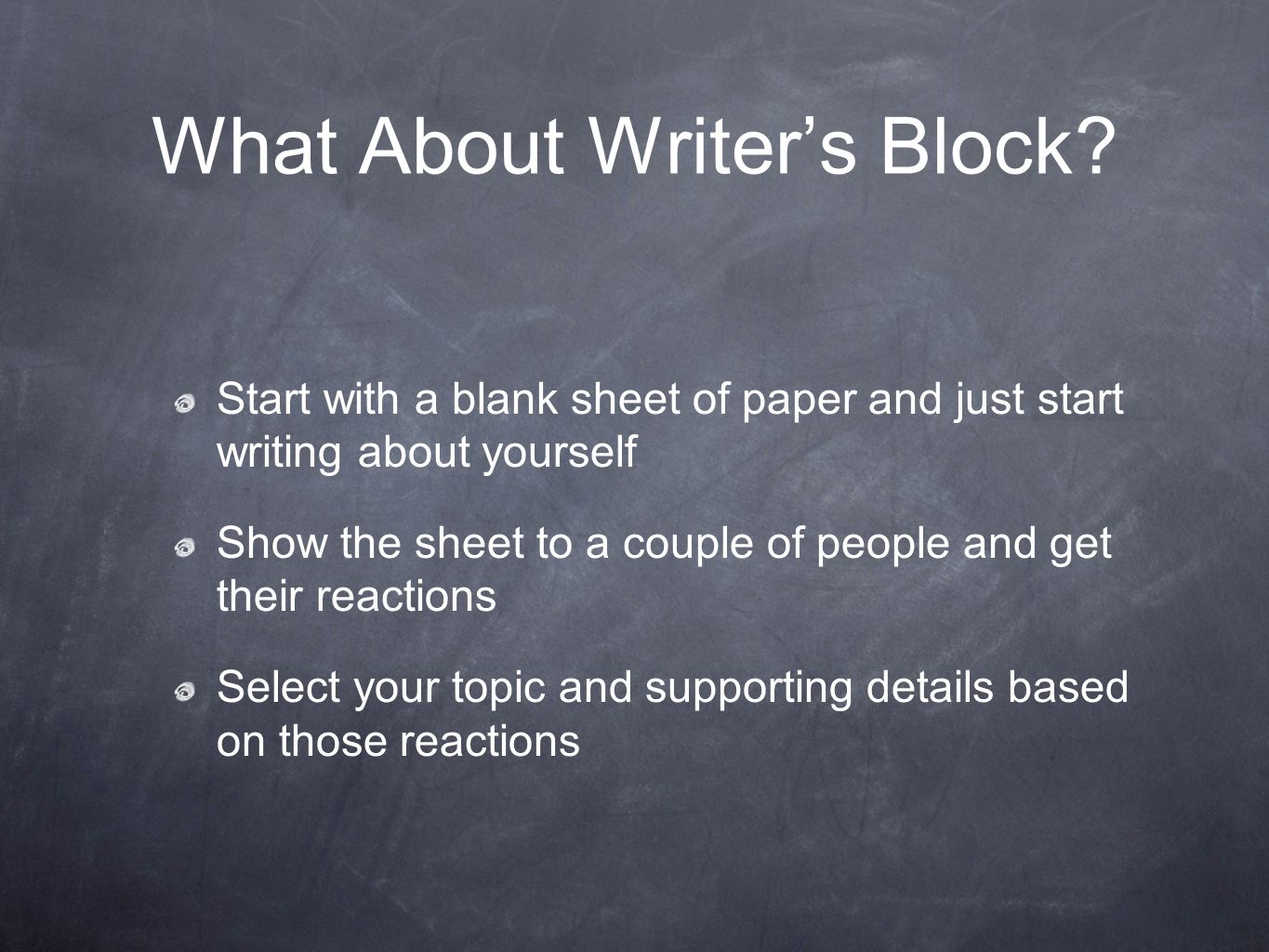 what about writers block
