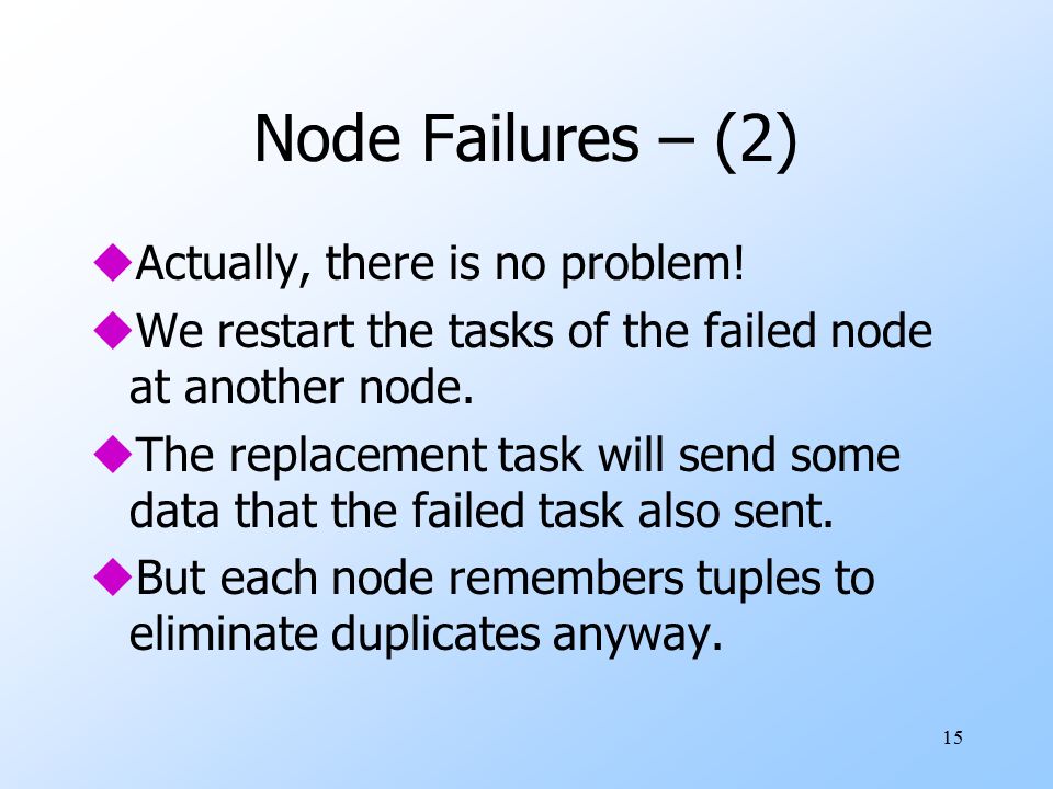 15 Node Failures – (2) uActually, there is no problem.