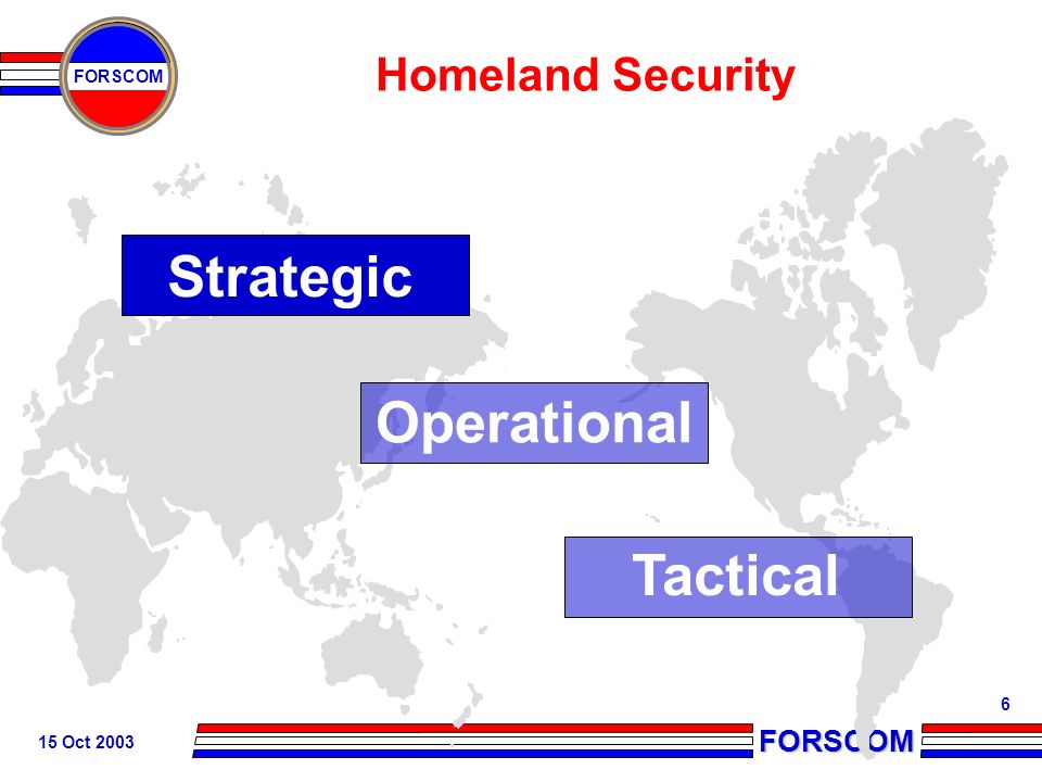 FORSCOM FORSCOM 15 Oct Operational Strategic Tactical Homeland Security