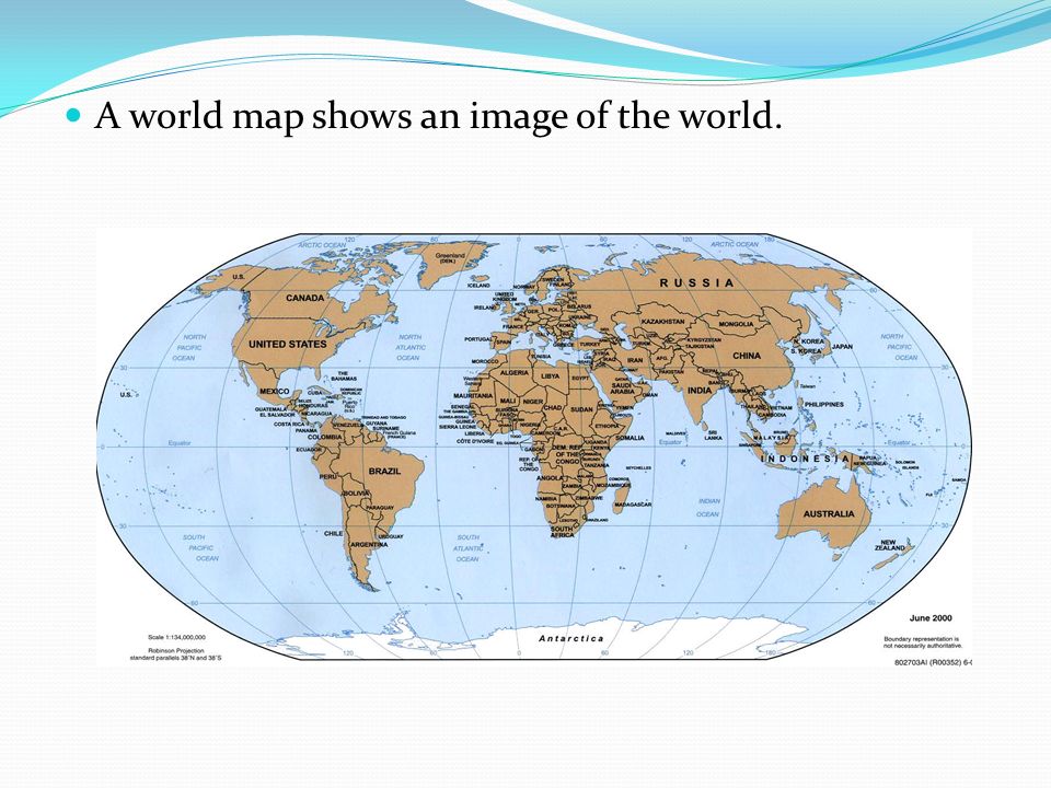 A world map shows an image of the world.