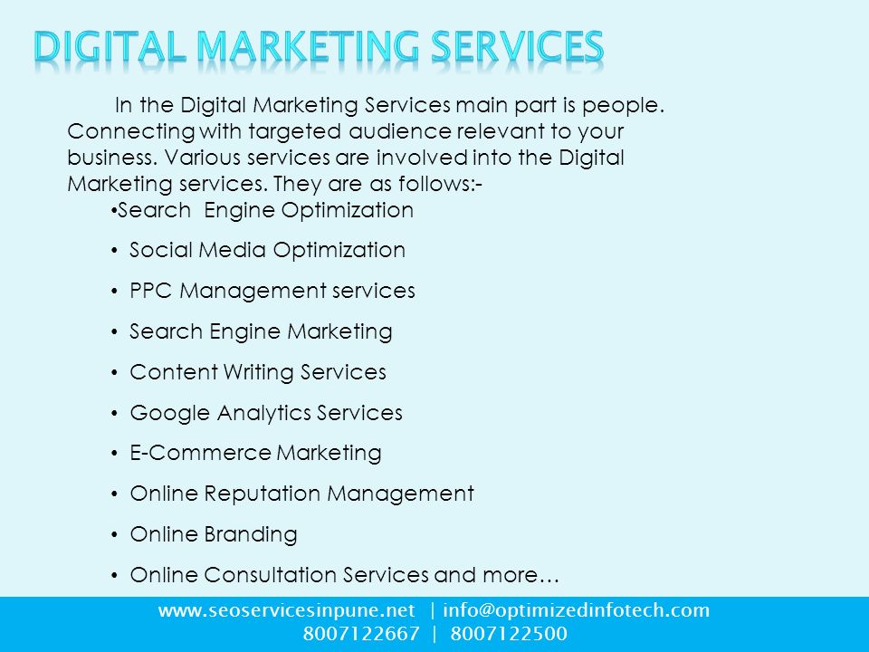 In the Digital Marketing Services main part is people.