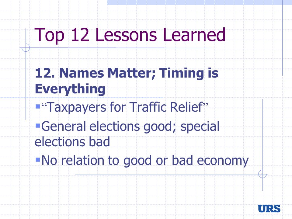 Top 12 Lessons Learned 12.