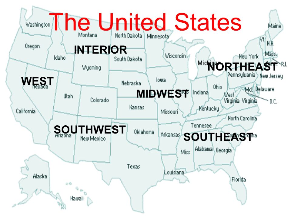 The United States Northeast Southeast Southwest Midwest West