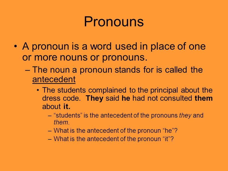 What is outlet a pronoun