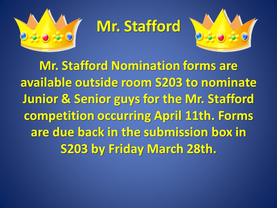 Mr. Stafford Mr.