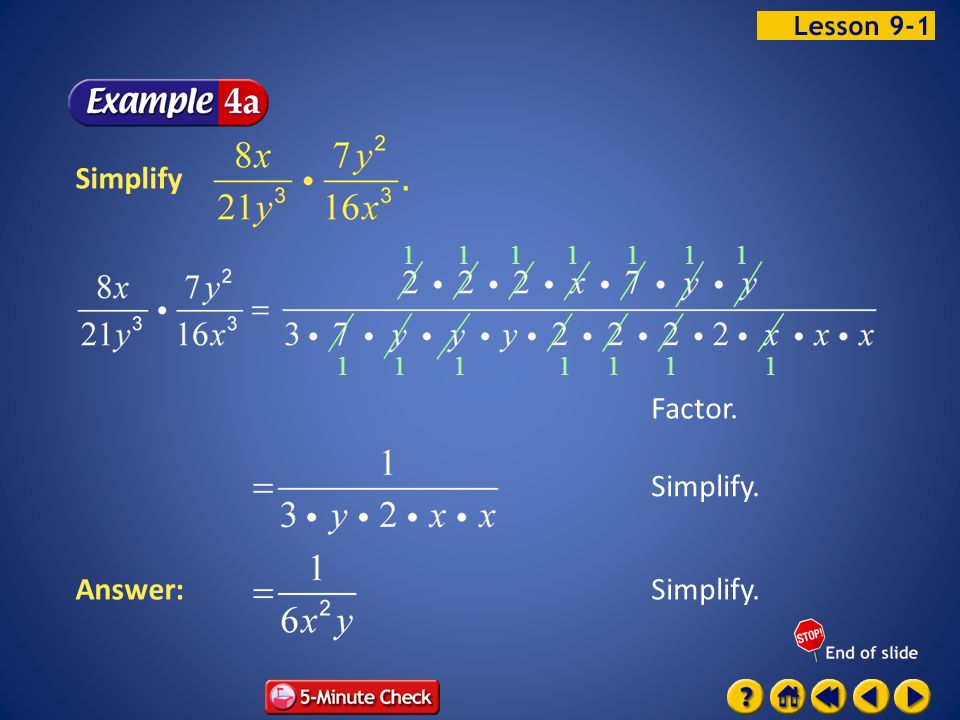 Example 1-4a Simplify Simplify. Answer:Simplify. Factor