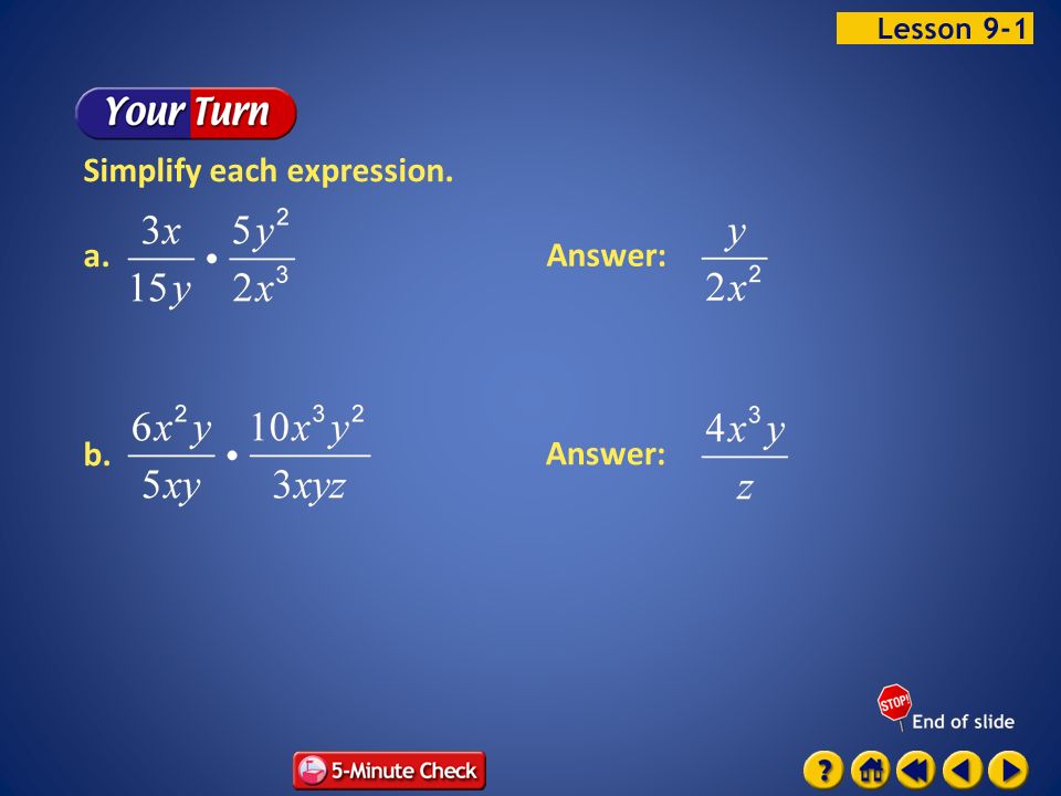 Example 1-4c Simplify each expression. a. b. Answer: