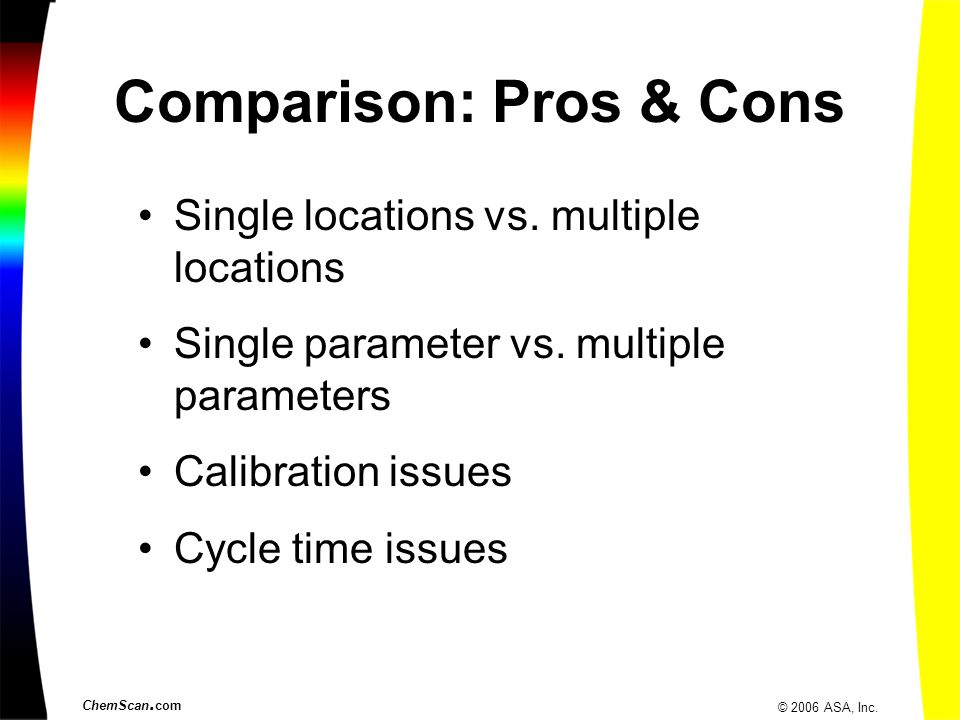 ChemScan. com © 2006 ASA, Inc. Comparison: Pros & Cons Single locations vs.