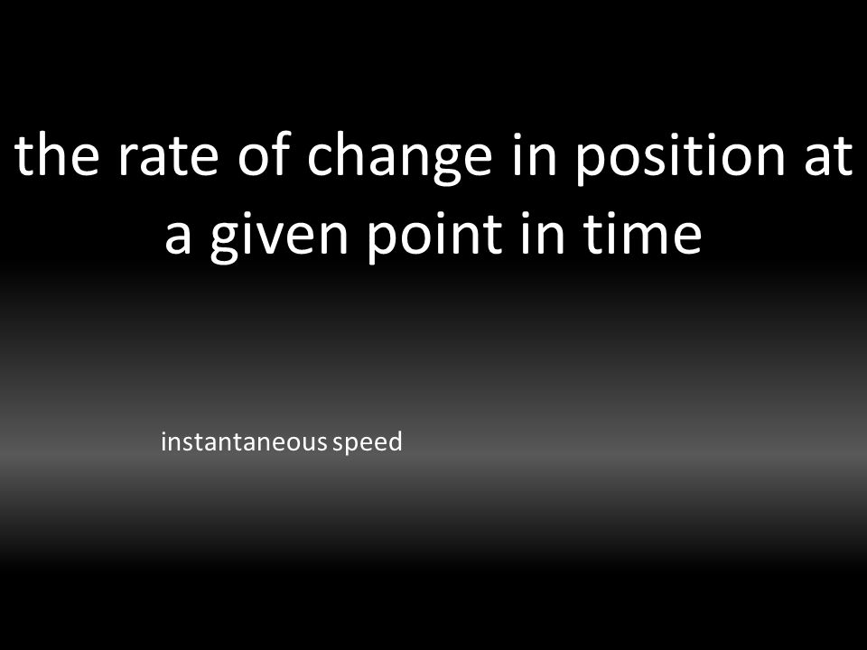 the rate of change in position at a given point in time instantaneous speed