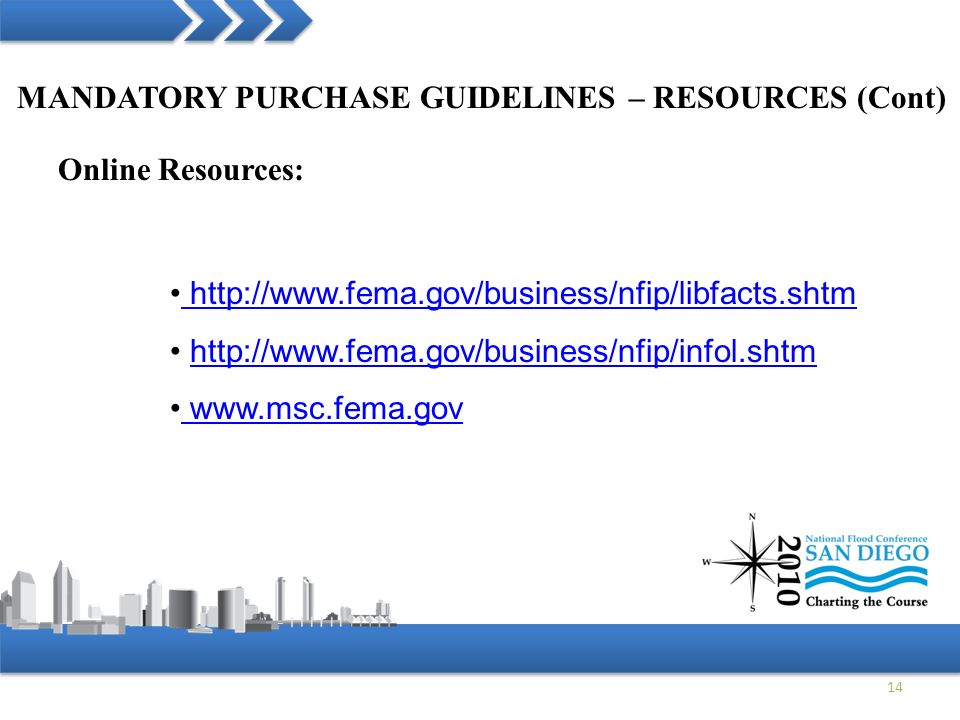 14 Online Resources: MANDATORY PURCHASE GUIDELINES – RESOURCES (Cont)