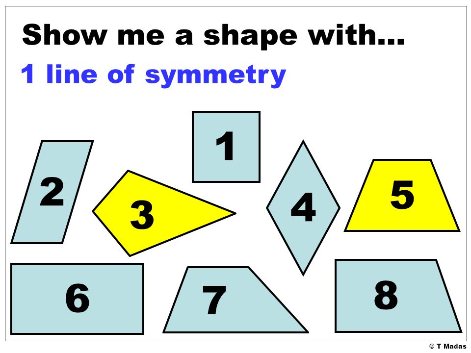 © T Madas Show me a shape with… 1 line of symmetry