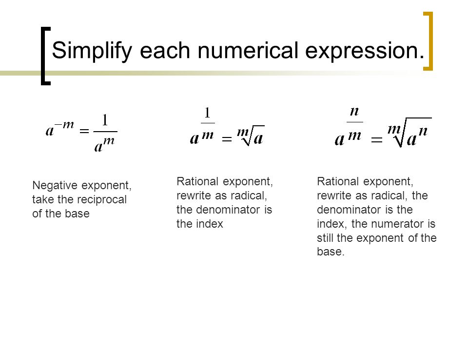 Simplify each numerical expression.
