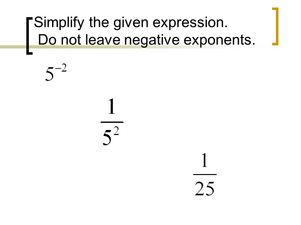 Simplify the given expression. Do not leave negative exponents.