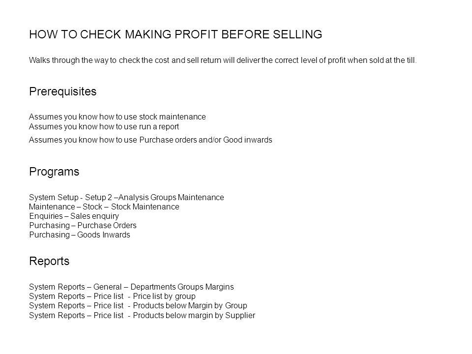 how to check making profit before selling walks through the making a price list