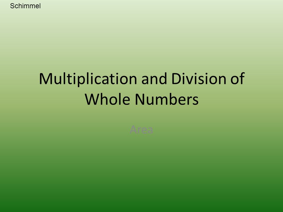 Multiplication and Division of Whole Numbers Area Schimmel