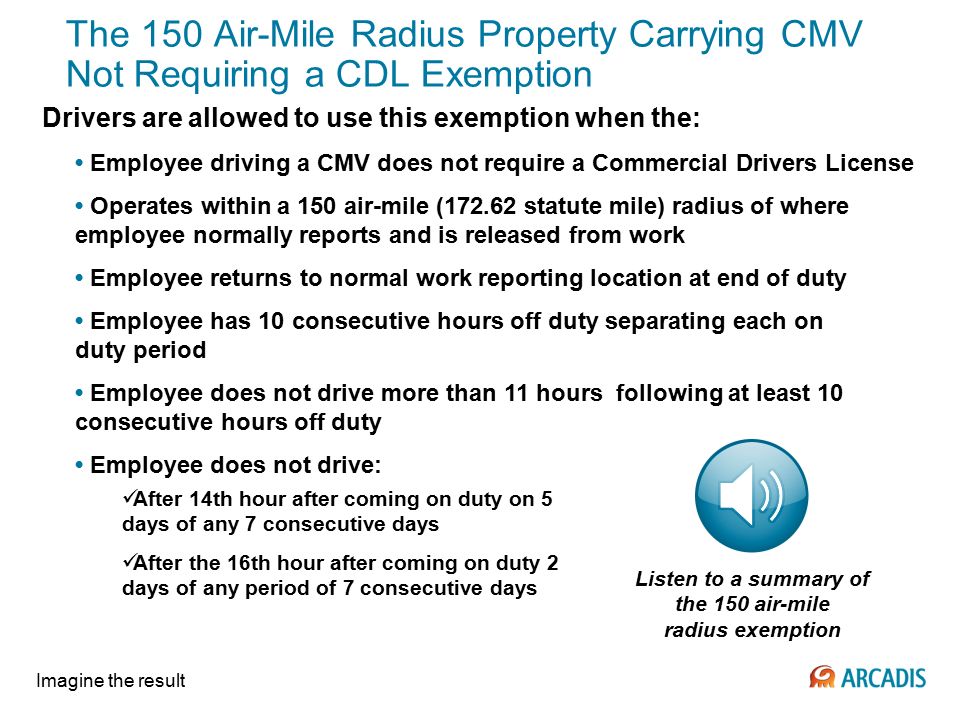 Imagine the result ARCADIS DOT Program 2011 Commercial Motor Vehicles