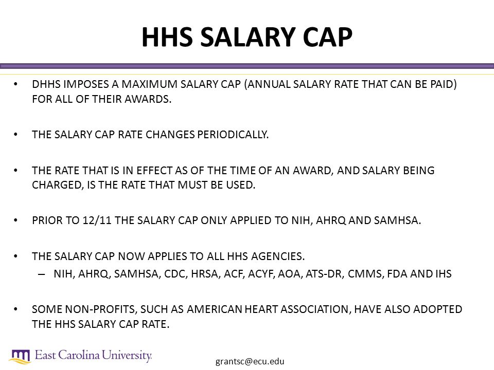 DHHS SALARY CAP (US DEPARTMENT OF HEALTH AND HUMAN SERVICES). THE