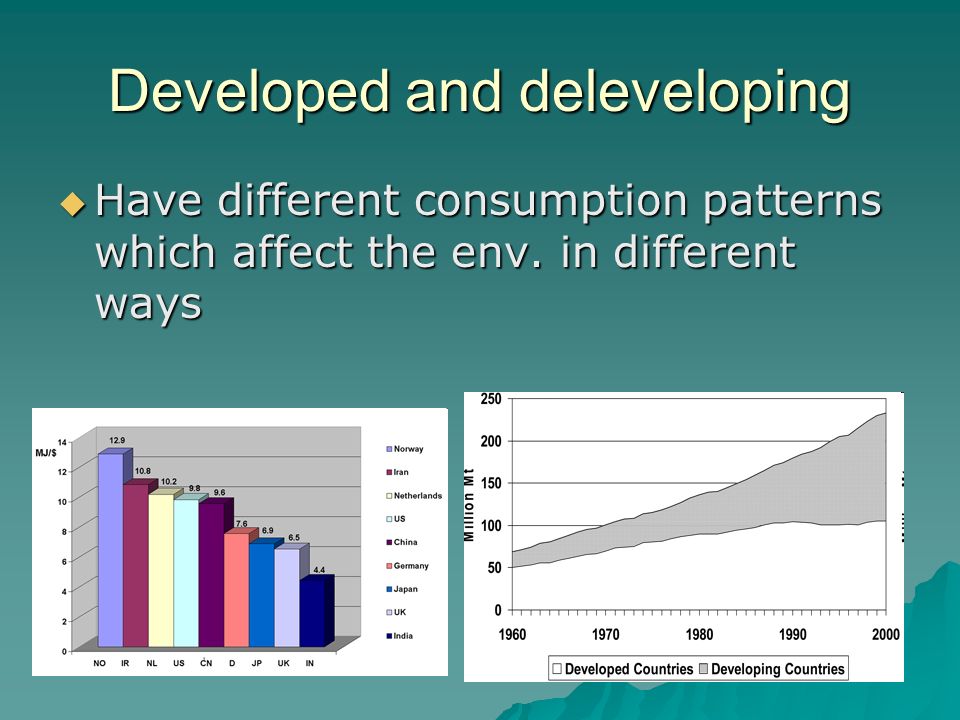 Developed and deleveloping  Have different consumption patterns which affect the env.