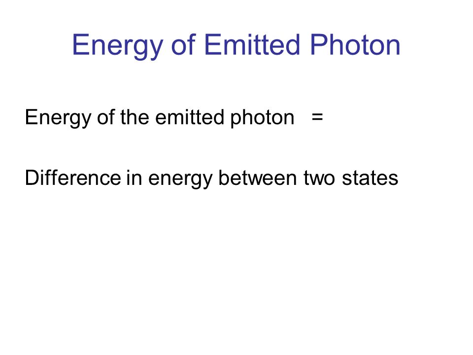Energy of Emitted Photon Energy of the emitted photon = Difference in energy between two states