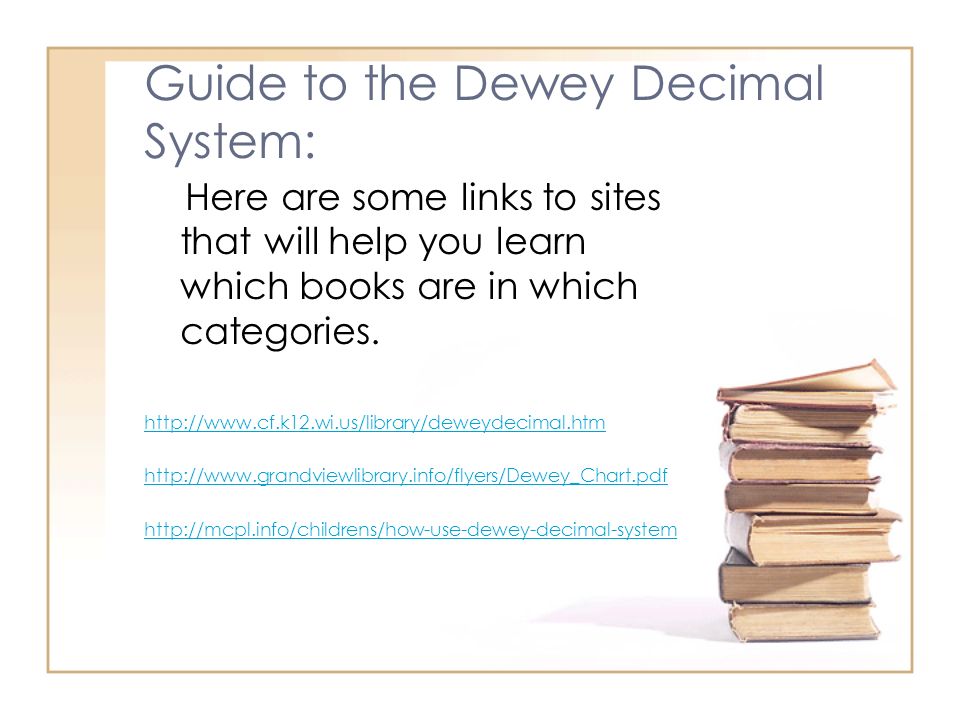 Dewey Decimal System Chart For Elementary School
